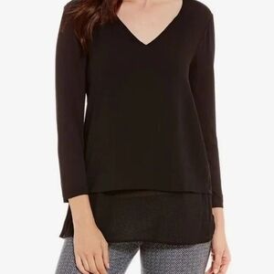 Michael Kors Black Layered V-Neck Tunic